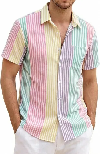 Vista 10 de ZAFUL Camisa hawaiana de manga corta con botones para hombre, estilo casual, tropical, floral, para verano, playa, vacaciones, polo 0_PAT2