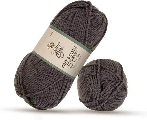 Vista 17 de Yarn Bee 5 – Hilo acrílico voluminoso para ganchillo y tejer – Madeja suave, 193 metros – Negro
