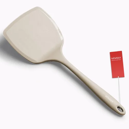 Vista 10 de Espátula volteadora de silicona para panqueques con mango alargado y diseño sin costuras, espátulas de cocina resistentes al calor para utensilios