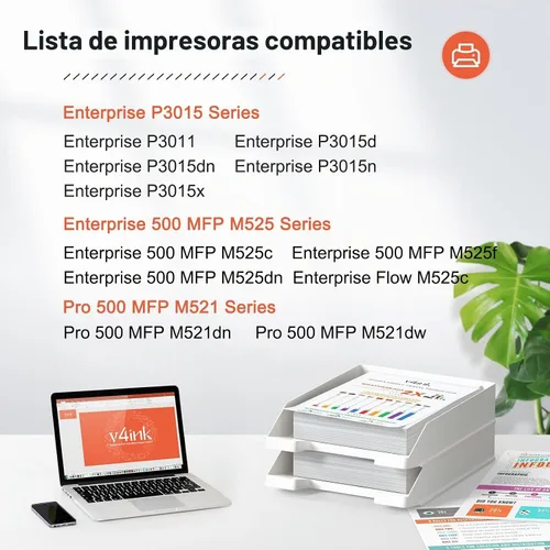 Vista 2 de v4ink CE255X - Cartucho de tóner compatible con HP 55X, 1 paquete de alto