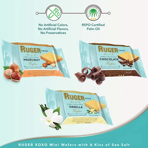 Vista 3 de Ruger Obleas XOXO fabricadas con un beso de sal marina, mini obleas expositoras, 96