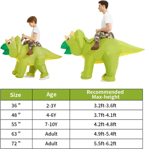 Vista 6 de GOOSH Inflatable Dinosaur Costume Adult Halloween Blow up Triceratops Costumes Women Man Funny Riding Dinosaur Cosplay