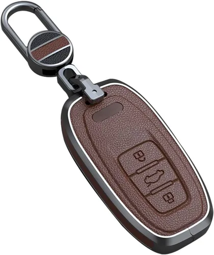 Vista 17 de ontto Funda de cuero para llavero con control remoto, protección completa para Audi A4 Q7 Q5 TT A3 A6 (negro, tipo A)
