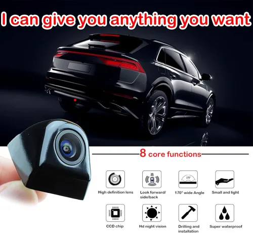 Vista 7 de jeseny Paquete de 1 cámara de respaldo HD para automóvil, IP69, impermeable, visión nocturna, retrovisor, retrovisor, retrovisor, 170°, ajustable