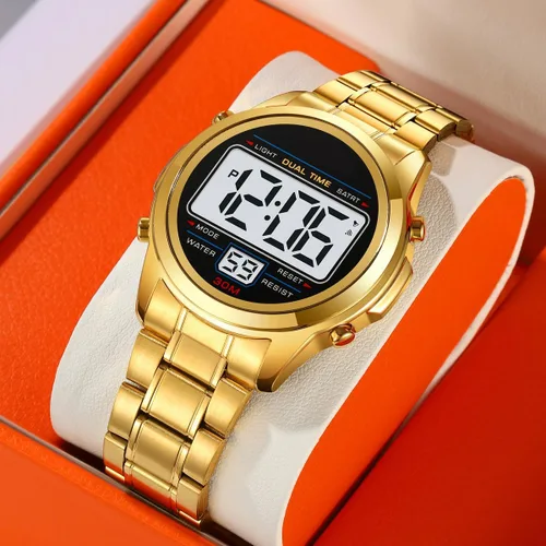Vista 5 de Reginald Relojes para hombre Moda tendencia multifunción impermeable reloj LED Digital cronógrafo acero inoxidable reloj electrónico