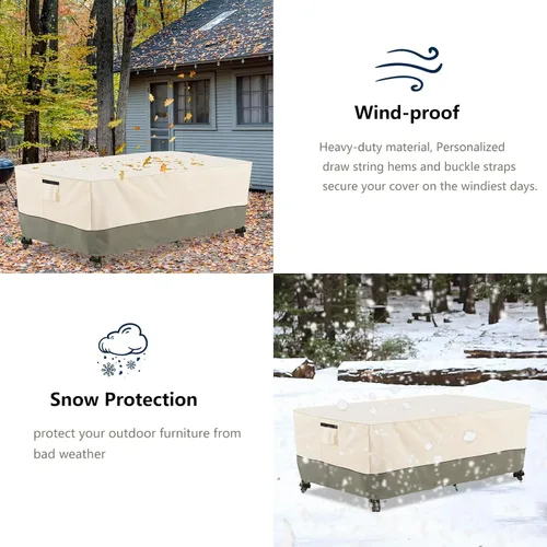 Vista 7 de Bitubi Funda para Mesa de Patio Rectangular/Ovalada de 60 Pulgadas, Funda para Mesa de Comedor Exterior Resistente e Impermeable para Invierno