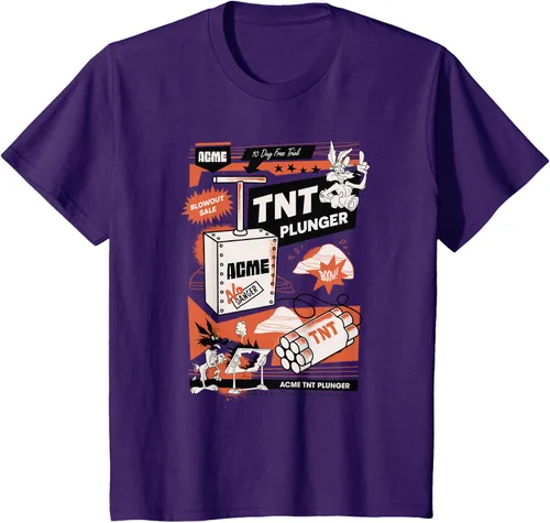 Vista 18 de Looney Tunes Wile E. Coyote - Camiseta de émbolo TNT, Blanco, S