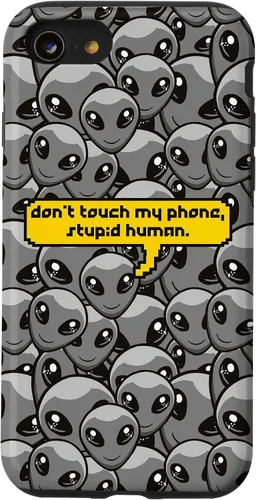 Vista 18 de Alien Dont Touch My Phone Stupid Human Funny Space Lover Case for iPhone 17