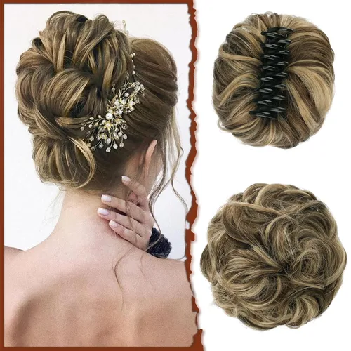 Vista 28 de SOFEIYAN Pinza de Gancho Extension de Cabello con Forma de Moño Desordenado, Cabello Ondulado y Rizado, Pinza de Gancho, Chignon, Cola de Caballo