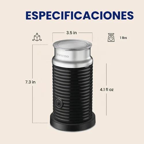 Vista 7 de Nespresso Aeroccino 3 Espumador de Leche, Negro, Acero