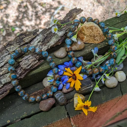 Vista 4 de Pulsera Ojo de Tigre y Aventurina Azul - Piedra Semipreciosa Natural Unisex 0.315 in Bead Stretch, aventurina azul y ojo de tigre