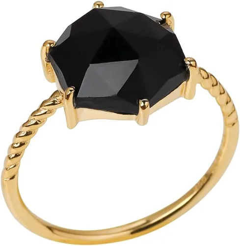 Vista 3 de YoTreasure 14K Gold Over 925 Silver Rainbow Moonstone Labradorite Black Onyx Blue Mohave Turquoise Rings Jewelry