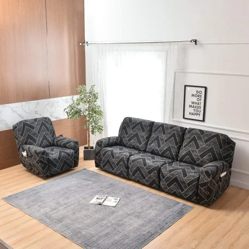 Vista 3 de Fundas elásticas para sillas reclinables, 4 piezas, fundas estampadas Lazyboy para sillón reclinable Lazyboy, funda de elastano suave para silla