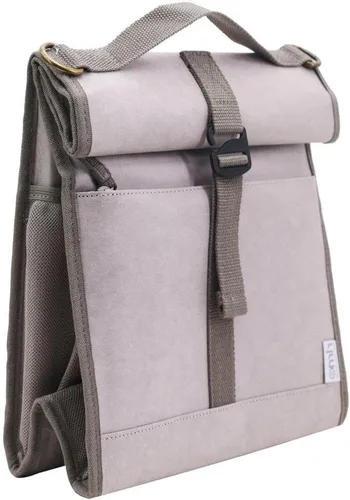 Vista 4 de Bolsa de almuerzo enrollable aislada con correa para el hombro. (gris)