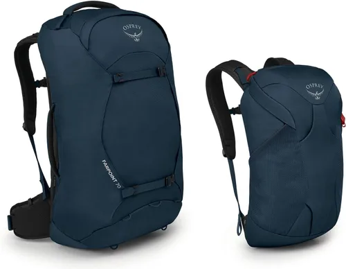 Vista 2 de Osprey Farpoint 70L Mochila de viaje para hombre, azul espacial apagado