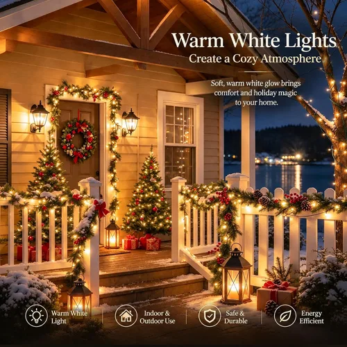Vista 6 de Luces de Navidad, 1000 luces LED de 328 pies para árbol de Navidad enchufables con 8 modos, control remoto, tira de luces de Navidad impermeables