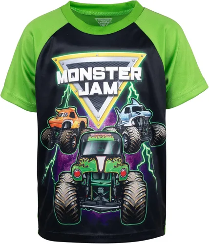 Vista 4 de Monster Jam Conjunto de 3 piezas de camiones camiseta sin mangas, pantalones cortos de rizo francés