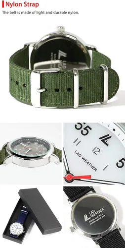 Vista 5 de LAD WEATHER Reloj de hombre con correa de nailon militar solar, Beige, Militar
