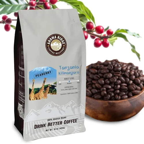 Vista 12 de Aroma Ridge Granos de café de Brasil, café brasileño en grano entero, granos de café recién tostados Peaberry, 16 onzas