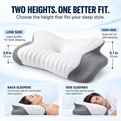 Vista 2 de Almohada cervical para el cuello, espuma viscoelástica de doble altura