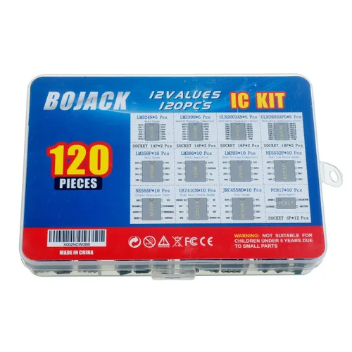 Vista 4 de BOJACK 12 valores 120 unids Opamp temporizador Darlington Fotacoplador LM324 LM339 ULN2003AN ULN2803APG LM358P LM386 LM393 NE5532P NE555P UA741CN