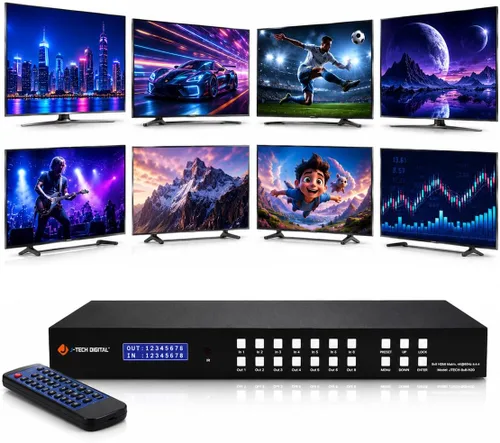 Vista 6 de J-Tech Digital 4K 30Hz 4x4 HDMI Matrix Switch Conmutador con HDCP 3D y Color Profundo HDMI 1.4 Ultra HD Control4 Driver Disponible