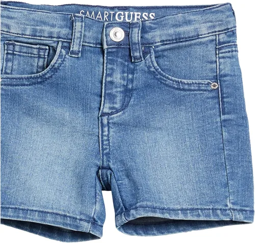 Vista 2 de GUESS Little Organic Stretch Denim - Pantalón corto de 5 bolsillos para niña