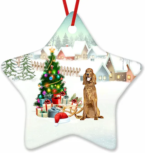 Vista 7 de Prezzy Airedale Terrier - Adorno para decoración de árbol de Navidad, regalos lindos para amantes de los perros, para familiares y amigos, nuevo
