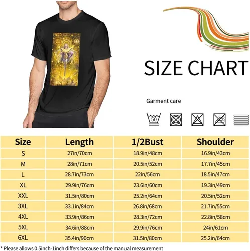 Vista 5 de Saint Anime Seiya - Camiseta de manga corta para hombre, diseño de arte impreso, cuello redondo, camisetas de algodón, color negro