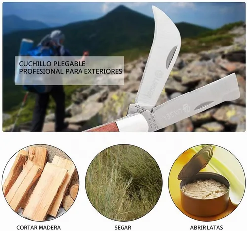 Vista 7 de Linsen-outdoors - Cuchillo de injerto para plantas, cuchillo de podar y brotar de doble hoja de 2.5 pulgadas, cuchillo de jardín plegable de acero