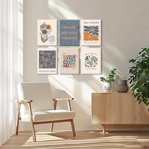 Vista 7 de Póster artístico de pared de salud mental, lienzo motivacional, decoración de pared, terapia, oficina, póster bohemio, impresiones inspiradoras