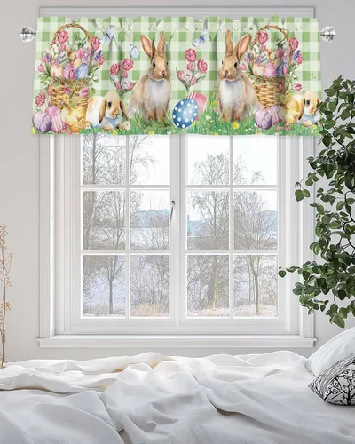 Vista 124 de Cenefa de cortina con lazo rojo de Navidad para ventanas, sala de estar, cocina, baño, granja, bolas de Navidad de acuarela con diseño de bayas