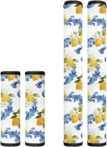 Vista 34 de Juego de 4 fundas protectoras de repuesto para manija de puerta de refrigerador con temática de té de la tarde para microondas, horno, refrigerador