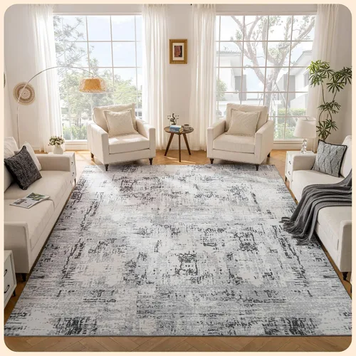 Vista 152 de Istana Alfombra larga antideslizante de 2.5 x 8 para el hogar, para pasillo y cocina, lavable, sedosa y suave al tacto, elegante, color azul y marfil
