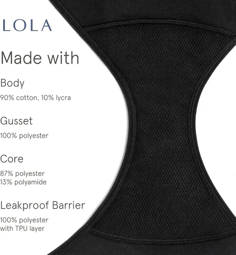 Vista 4 de LOLA Ropa interior lavable para el período, ropa interior de época para mujer, ropa interior de bikini de algodón para mujer