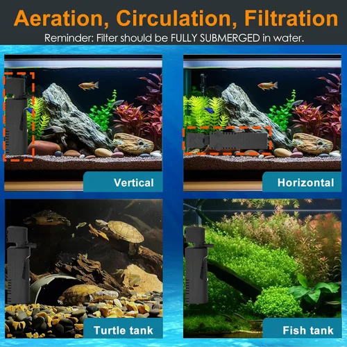 Vista 6 de Filtro de tanque de peces con luz U - V y temporizador (3/6/12/24 horas) para limpieza de agua verde, filtro de acuario con filtro de tanque