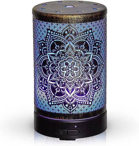 Vista 10 de AROMAR Difusor de aceite ultrasónico esencial, humidificador de niebla fría y difusor de metal de aromaterapia para aceites esenciales con apagado