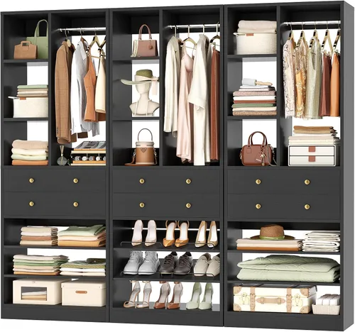 Vista 17 de Besiost Sistema de Armario Pequeño, Sistema Organizador de Armario de Madera de 28"/2.3 Pies con Cajones y Estantes, Sistemas de Armario Walk-in