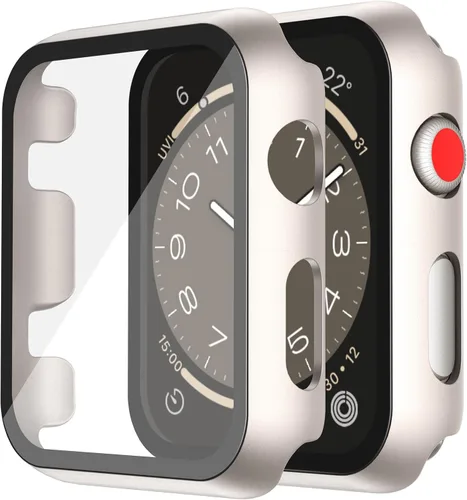 Vista 43 de Misxi Juego de 2 Fundas de Vidrio Templado Compatibles con Apple Watch Series 3 y Series 2 de 1.496 Pulgadas, Protector de Pantalla de Policarbonato