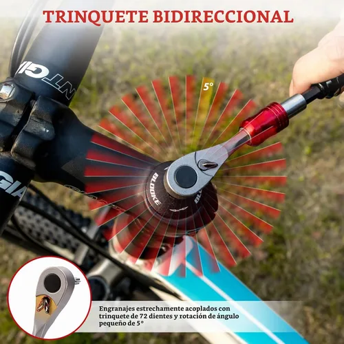 Vista 7 de EMERK Kit de herramientas de reparación de bicicletas: kit de herramientas múltiples para bicicleta con mini bomba, herramienta reversible
