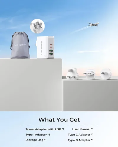 Vista 9 de LENCENT Cargador de pared USB múltiple, [22W/4.4A] Adaptador de corriente de viaje USB de 4 puertos, cargador de teléfono celular todo en uno