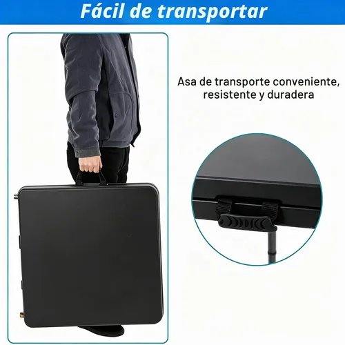 Vista 5 de Dkeli Mesa plegable de 4/6 pies para interiores y exteriores, mesa de plástico resistente, portátil, plegable, para camping, comedor, mesa de Negro