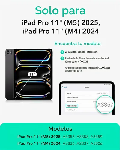Vista 2 de ESR Funda para iPad Pro de 11 pulgadas (M5/M4) 2025/2024, color negro