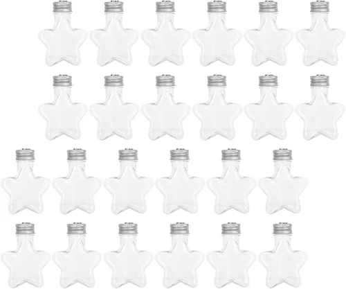 Vista 6 de LOGOFUN 24 bolas de estrella rellenables de plástico transparente con tapas colgantes plateadas para decoración de árbol de Navidad, tarros