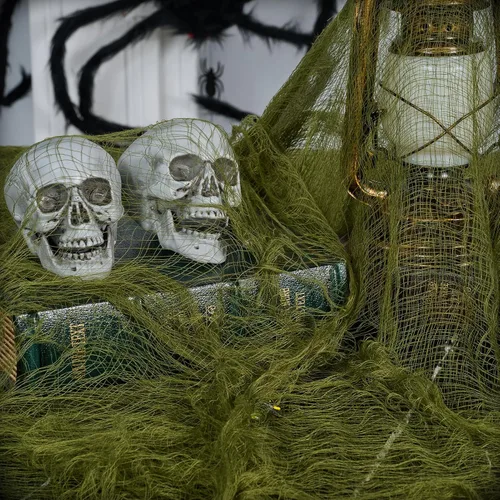 Vista 5 de ZYP 315 x 78.7 Tela espeluznante verde de Halloween, tela espeluznante decoraciones, tela espeluznante, tela de gasa espeluznante, decoración