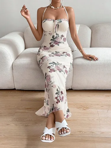 Vista 6 de Floerns Vestido largo sin mangas con estampado en toda la parte superior para mujer