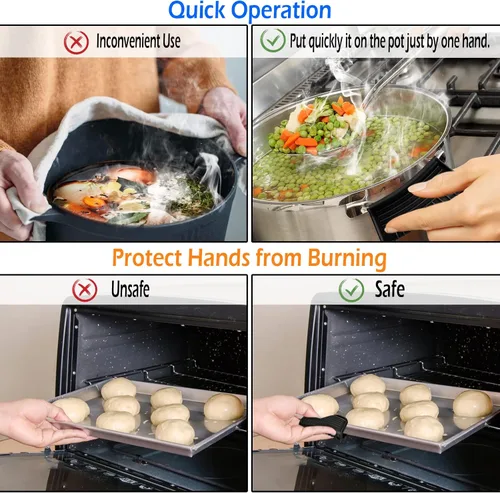 Vista 7 de Paquete de 8 fundas para mangos auxiliares de ollas de hierro fundido, cubiertas de mango de sartén de silicona resistentes a altas temperaturas