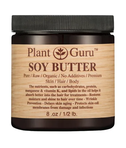 Vista 4 de Mantequilla corporal de soja, 4 onzas, 100% pura, cruda, fresca, natural, prensada en frío. Hidratante para la piel, cuerpo y cabello, cremas