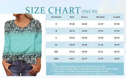 Vista 5 de Sweatshirt for Women Printing Long Sleeve Pullover Tops V Neck Button Down T Shirts Comfy Dressy Sweatshirts