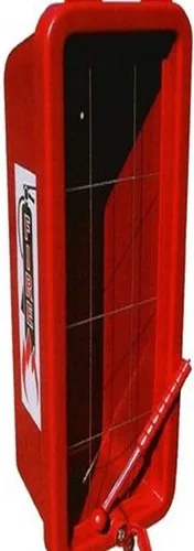 Vista 2 de Cato 10551-H Gabinete Principal de Extintor de Incendios de Plástico Rojo para Extintor de 2-1/2 o 5 lb., con Martillo y Cerradura de Cilindro